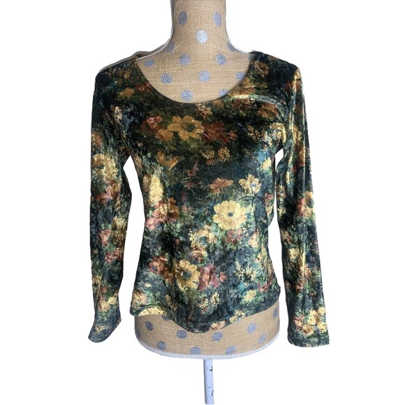 Tops - VtG Velvet Top Floral Small Dark Fairy Goblincore Whimsigoth Forest Earth Boho
